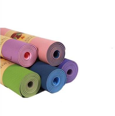 China Non-slip Custom Eco-Friendly Fitness Workout Portable Double Layer 6MM Tape High Density Yoga Mat for sale