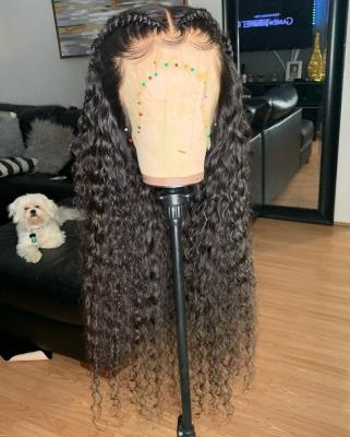 China Factory Sale Body Wave Hair Wigs 24inch Hot Water Wave Lace Front Wig Natural 150 Density Smiffys Wigs For Black Women for sale