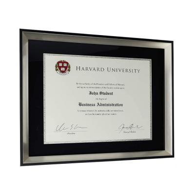 China Modern Rustic Photo Document Frame: 8.5x11 with Mat Graduation Diploma Certificate Holder Double Wall Frame (Silver) for sale