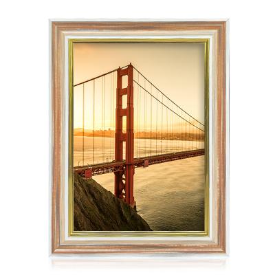 China Rustic PVC Picture Frame Display Real Glass Pictures Table Top Living Room Display Photo Frame for sale