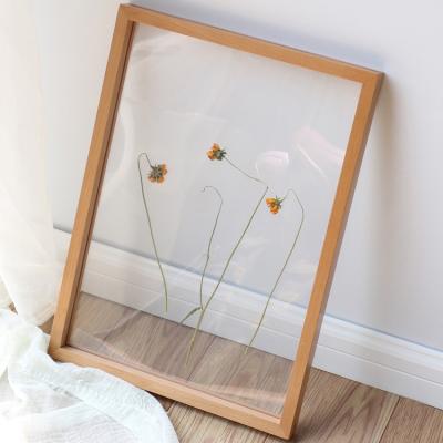 China Rustic Wooden Frame Display Vintage Photo Frame Display Pressed Flower Artwork Double Sided Pressed Flower Keepsake Present OEM/ODM for sale