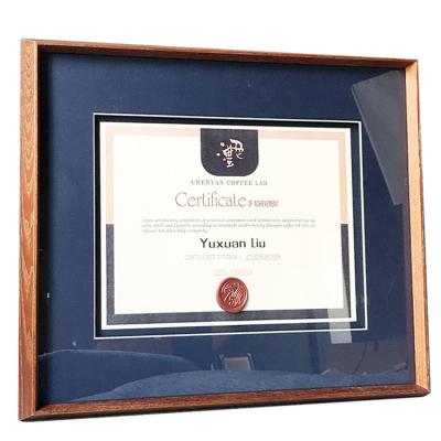 China Custom Wood Packaging OEM/ODM 50pcs WOOD2021019 Iron Pine Wood Color Safety Retro Certificate Picture Frame Product NEW 4 for sale