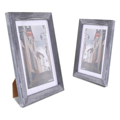 China 3 Packs Rustic Solid Wood Picture Frame Gray Photo Frames for Mount Top and Wall Picture Display for sale