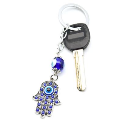 China Silver Metal Evil Eye Hamsa Keychains for sale