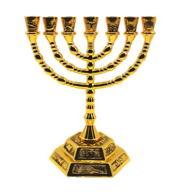 China Jewish Religious Gift Menorah Candle Holders Religions Candelabra Hanukkah Candlesticks 7 Branch for sale