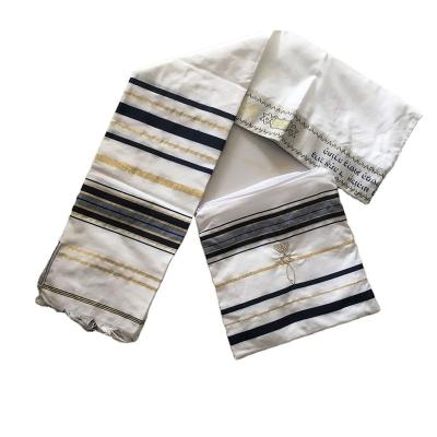 China Dark Blue Polyester Tallit Messiah's Prayer Shawl With Bag Custom for sale