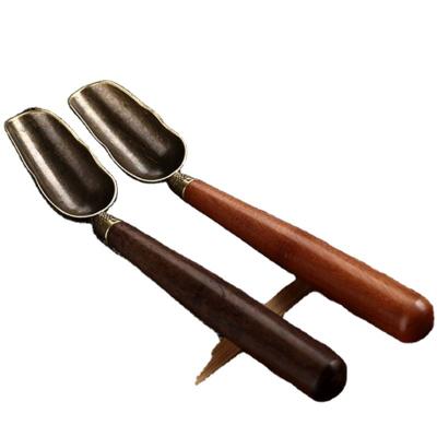 China Stocked Reusable Natural Wooden Copper Scoop of 4 Colors Tea for sale