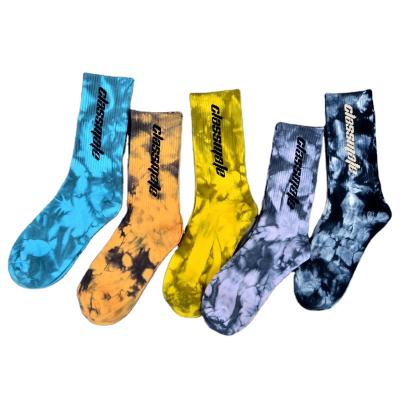 China Breathable cotton thongs Tye Dye Socks Custom Logo Men Gradient Couples Tie Dye Casual Socks for sale