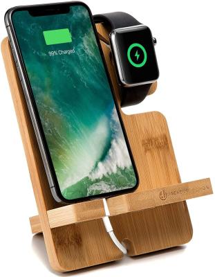 China Multi Charging Organizer Holder Custom Mobile Phone Stand Charger Device Charging Station Holder Bamboo Cell Phone Organizer Dock Stand Smartphone Holder for sale