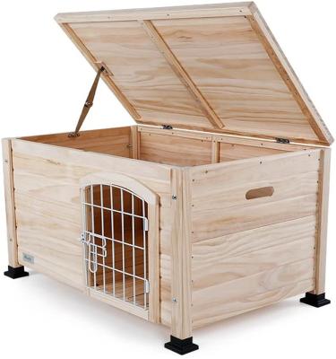 China Sustainable Indoor Wooden Pet House With Wire Door For Cats for sale