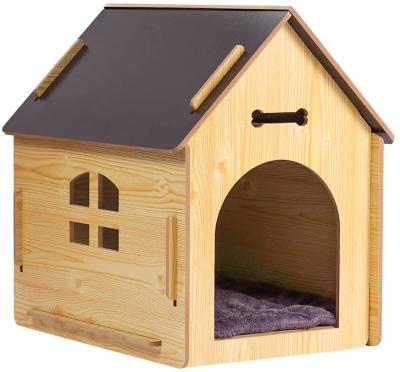 China Customized Sustainable Waterproof Roof Wooden Pet House Easy Assemble Breathable Dog Crate for sale