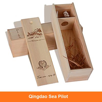 China Handmade Custom Single Bottle Wooden Wine Bottle Gift Box for sale