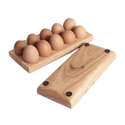 China Sustainable Egg Tray - Wooden Rubber Wooden Egg Holder For 10 Egg Kitchen Decoration for sale