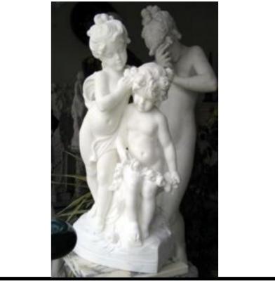 China Mid Century Customized Small White Marble Boy And Girl Sculpture For Decoration for sale