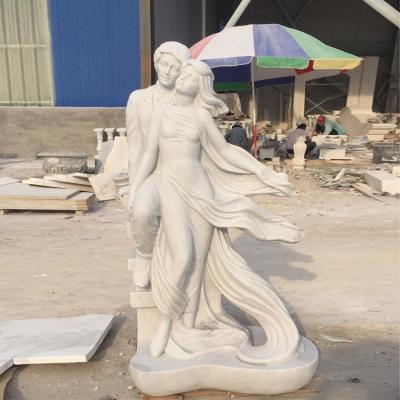 China Modern Design Decoration Modern Outdoor White Marble Statue Man And Woman Dancing for sale