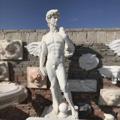 China Marble Statue Indoor Outdoor Life Size Garden Decor Mid Century Nude Man Statue for sale