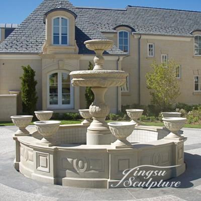 China Modern Home Yard Small Size 2 Tier Natural Marble Stone Fountain for sale