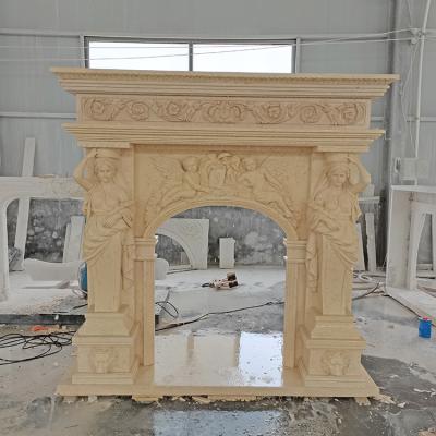 China Modern Factory Supply Customized Large Size Home Decor Luxurious Marble Fireplace for sale