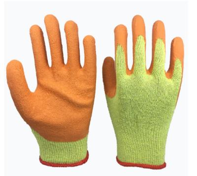 China Anti-slip 100g Thread Polycotton Latex Crinkle Palm Coated Protective Safety Work Rubber Labor Gloves for sale