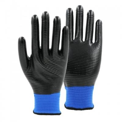 China Anti-slip 13G U3 polyester shell nitrile smooth fully coated gloves for sale