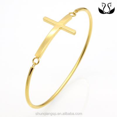 China Stainless Steel Top Europe Selling Jewelry Women Stainless Steel Gold Cross Bracelet for sale