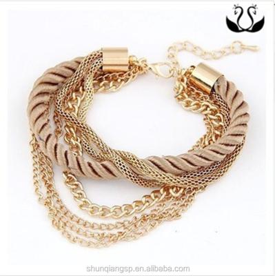 China Fashion Jewelry Korean ALLOY Women Multilayer Braided Bracelet Wholesale for sale