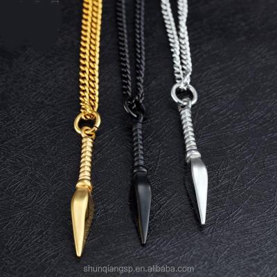 China Stainless Steel Manufacturer Custom Men Cool Spearpoint Pendant Necklace for sale