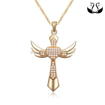 China Top Selling Copper/Brass Angel Wings Heart Cross Pendant Religious Italian for sale