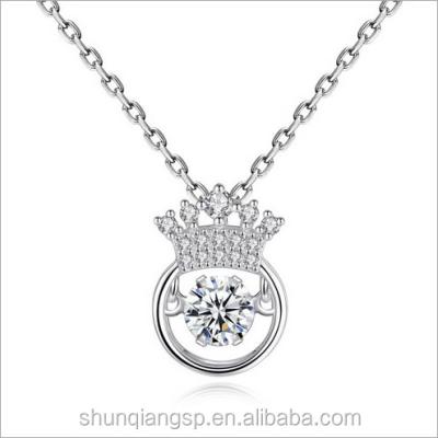 China s925 Sterling Silver Crown Necklace Pendant Zirconia Jewelry Necklace Bridal Engagement Gift Couples Gift for sale