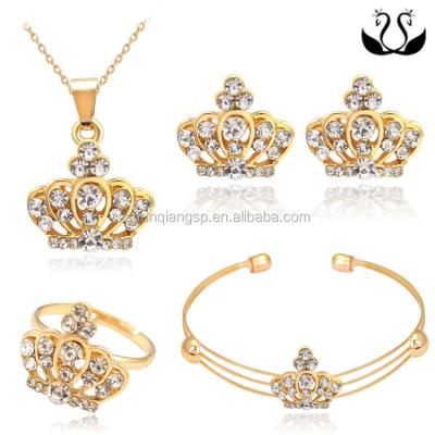 China ALLOY Dubai Gold Plated Crown Shaped Four Pieces Of Jewelry Set for sale