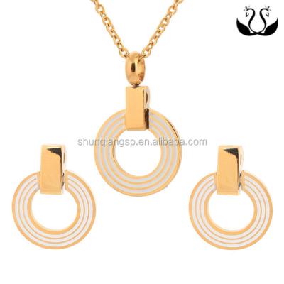 China Hot Sale Stainless Steel Enamel Necklace Earring Jewelry Set From Alibaba for sale