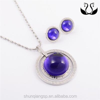 China Stainless Steel Alibaba 2016 Trending Simple Indian Opal Round Jewelery Product Set for sale