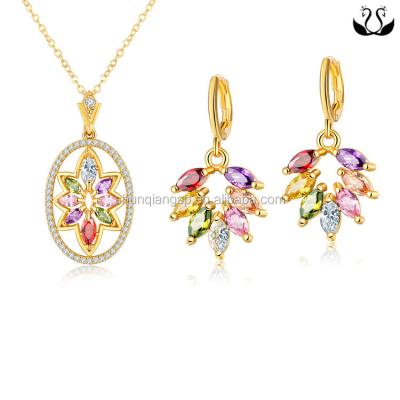 China ALLOY Women High Quality Gold Plated Necklace Earring Jewelry Set for sale