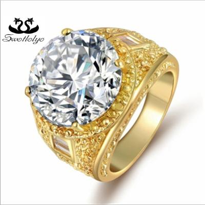 China European and American Copper Gold Plated Zircon Men's Trends Fashion Rings for sale