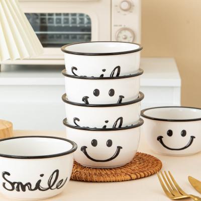 China Teochew Ceramic Bowl INS Wind Level Appearance Children's Tableware Cool Japanese Home High Dish Combination Cool Ceramic Wholesale for sale