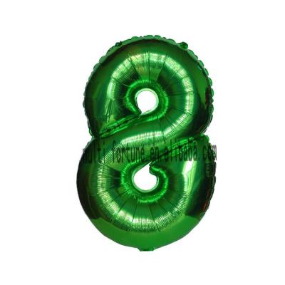 China Toy Wholesale High Quality Green Promotional Number Mylar Metallic Balloons for sale