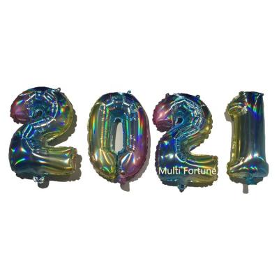 China Promotional Toy 2021 Foil Number Holographic Balloons for sale