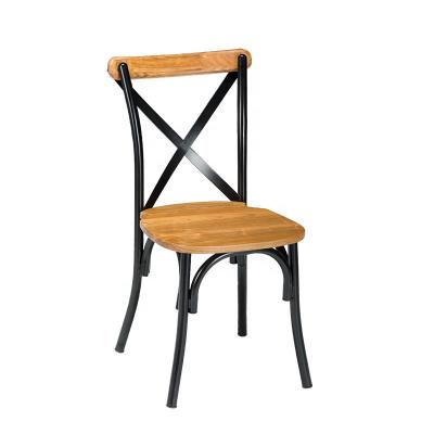 China 2021 Nordic Industrial Style Iron Room Furniture Solid Wood Wooden Dining Chairs for sale