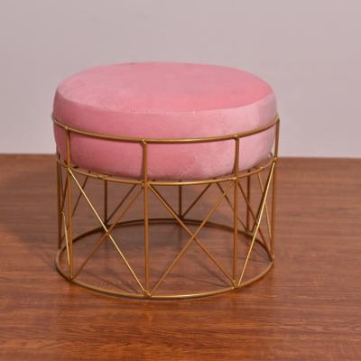 China Girls Stocked Tray Ottoman Round Velvet Storage Ottoman Wooden Table Small Chair Bedroom Dressing Table Dressing Chair for sale