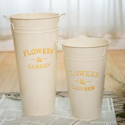 China Large Minimalist Metal Buckets Gardening Flower Pots for sale