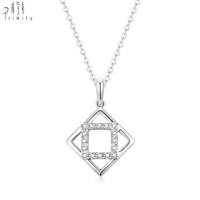 China FASHIONABLE Elegant Style Geometry Design 18K Solid Gold Real Diamond Pendant Necklace Jewelry Set Natural For Women for sale