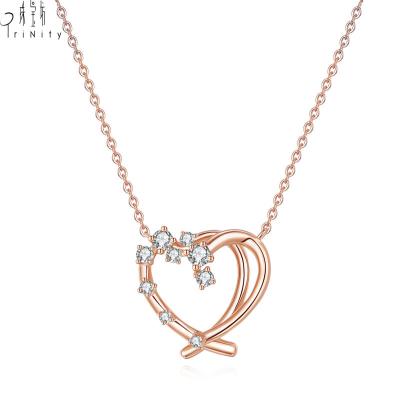 China New Arrival Fancy Heart Pendant Necklace Trendy 18k Rose Gold Real Natural Diamond Jewelry For Lady for sale