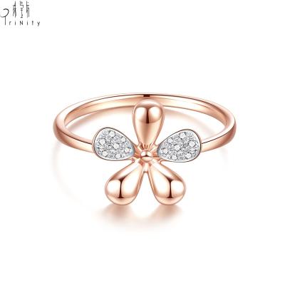 China Latest Design New Products Fashionable Jewelry Set Flower Ring 18K Solid Gold Real Diamond Ring For Women for sale