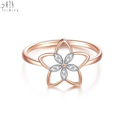 China Latest Products Elegant Jewelry Set Flower Ring 18K Rose Gold Diamond Ring For Women for sale