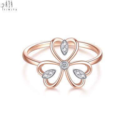 China Latest Products Trendy Jewelry Flower Ring 18K Rose Gold Diamond Ring For Women for sale