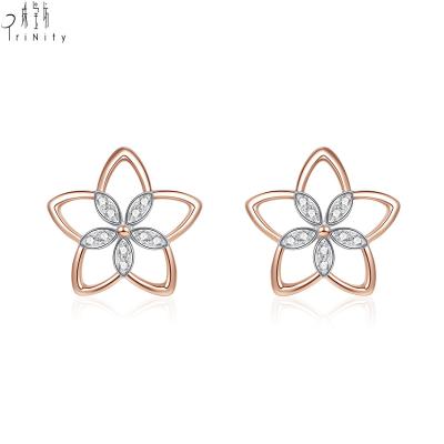 China Good Wholesale Fashionable High Quality Women Star Flower 18K Rose Gold Diamond Earring For Jewelry Set for sale