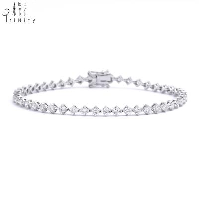 China Fashionable High Quality FASHIONABLE Most Popular Real Tennis Full Diamond Bracelets Simple 18K White Gold Design for sale