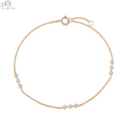 China Best Price Trendy Elegant Jewelry 18K Solid Gold Natural Diamond Simple Chain Bracelets For Women for sale