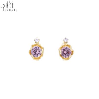 China High Quality Trendy Fashion Jewelry Colorful Earring Around Shiny Cut Diamond Earring For Women for sale