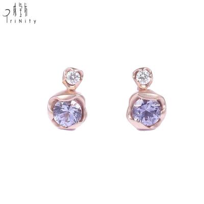 China 2020 FASHIONABLE Hot Sale Gemstone Jewelry 18K Rose Gold Spinal Stud Earring For Girl for sale